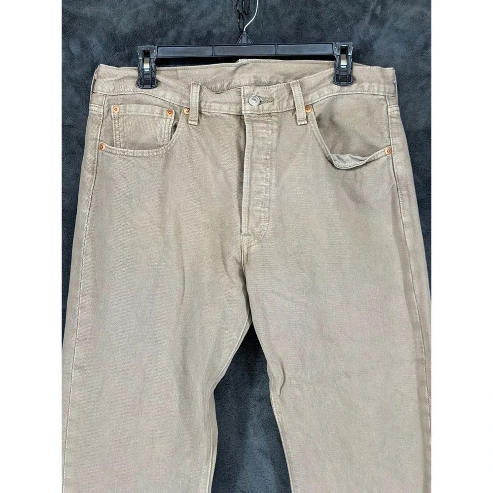 Levis 501 Original Fit Mens Jeans Tan Khaki Button Fly‎ Straight Leg 33x32